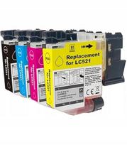 Rašalo kasetės Brother LC521, 4 vnt., tinka J1260, J1310DW, J1360DW, DCP-J1460DW