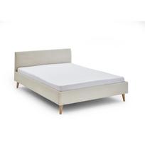 Smėlio spalvos dvigulė lova audiniu dengta be grotelių 140x200 cm Wicki – Meise Möbel