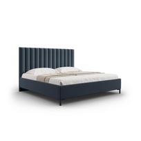 Dvigulė lova tamsiai mėlynos spalvos audiniu dengta su sandėliavimo vieta su lovos grotelėmis 140x200 cm Casey – Mazzini Beds