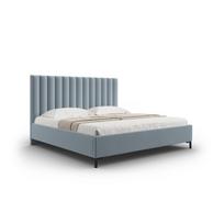 Dvigulė lova šviesiai mėlynos spalvos audiniu dengta su sandėliavimo vieta su lovos grotelėmis 200x200 cm Casey – Mazzini Beds
