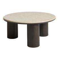 Tamsios natūralios spalvos su marmuriniu stalviršiu apvalios formos kavos staliukas ø 90 cm Piazze – Unique Furniture