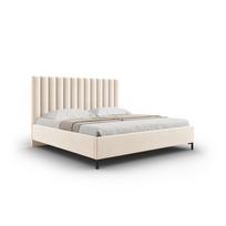 Dvigulė lova smėlio spalvos audiniu dengta su sandėliavimo vieta su lovos grotelėmis 180x200 cm Casey – Mazzini Beds