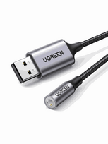 UGREEN CM477 Audio Adapter, USB to Mini Jack 3.5mm AUX (grey)