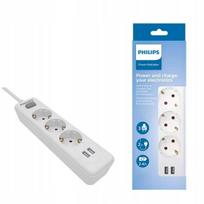 PHILIPS SPN3032WA/60 Power Strip 3 Sockets + 2 USB 2m 10A / white