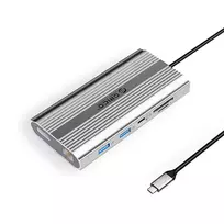 Orico XDR 12-in-1 USB-C Docking Station USB-A USB-C 2x HDMI 4K 60Hz DisplayPort 4K 60Hz RJ45 Gigabit PD 100W SD and microSD Card Reader - Silver