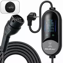 Qoltec Mobile EV Electric Car Charger with 2-in-1 Type 2 Adjustment | 3.5kW | 230V | SCHUKO 16A | LED | 5m