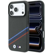 BMW M Quadrille Kevlar Print Tricolor Lines  AND  Metal Logo MagSafe Case for iPhone 18 Pro Max / 17 Pro Max anthracite