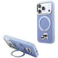 Karl Lagerfeld Case with 360 Ring Stand Karl  AND  Choupette Heads Pin MagSafe for iPhone 18 Pro Max / 17 Pro Max light blue