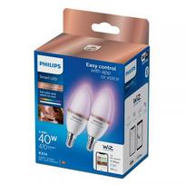 Philips by Signify Philips Smart LED RGB C37 Bulb, E14 Base, 470 lm, 2-Pack