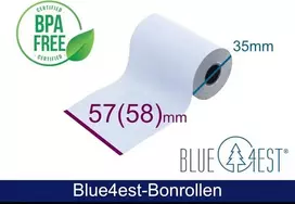 ARTDEV terminis popieriaus rulonas - 57x35x12 mm B/D max./K baltas 14m Blue4est Blue Eco Paper