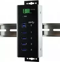 EXSYS EX-1185HMVS-WT Industrial USB 3.2 Gen 1 Hub, 4-Port, DIN Rail Mountable