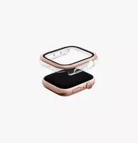 UNIQ Voute Protective Case with Screen Protector for Apple Watch Series 10/11 46mm, Tempered Glass, Rose Gold