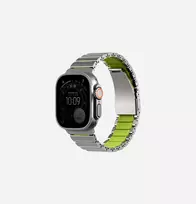 UNIQ Strova Flex Strap for Apple Watch 44/45/46/49mm Series 1/2/3/4/5/6/7/8/9/10/11/SE/SE2/SE3/Ultra/Ultra 2/Ultra 3 Silver-Lime
