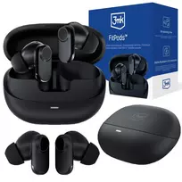3mk FitPods BT 6.0 True Wireless ausinės su įkrovimo dėklu, Bluetooth 5.0, liečiamu valdymu, IPX4, juodos