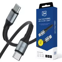 3mk Hyper Cable N-SERIES USB-C į USB-C 2m 100W PD greito įkrovimo ir duomenų laidas, juodas
