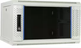 DSIT DS6406W 6U montuojama ant sienos serverio spinta su stiklo durimis, balta, 600 x 450 x 367 mm