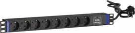 DSIT DS-8PDU-SPD 19 colių stovo maitinimo juosta su apsauga nuo viršįtampių, 8 lizdai, 2m laidas, 16A, 1U, juoda