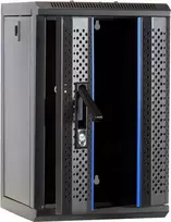 DSIT 9U 10 colių sieninis serverio stovas su stiklo durimis, 312x310x486 mm, juodos spalvos