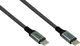 GoodConnections magnetinis USB 2.0 spiralinis kabelis 60W USB-C į USB-C, juodas/baltas, 1m 2060-MT010SW