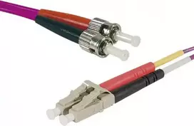 EXERTIS CONNECT Eco OM4 šviesolaidinis komutacinis kabelis LC Duplex į ST Duplex, 50/125 µm, Erika-Violet, 1,0 m, UPC Polish 392791