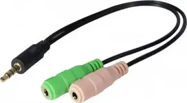 Exertis Connect CTIA ausinių adapteris - 3,5 mm TRRS į dvigubą TRS (ausinių/mikrofono skirstytuvas) 721135