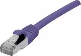 EXERTIS CONNECT Cat. 6 F/UTP PoE halogen-free komutacinis kabelis, violetinės spalvos, 0,5 m, su apsauginėmis fiksatorių dangtelėmis 854410