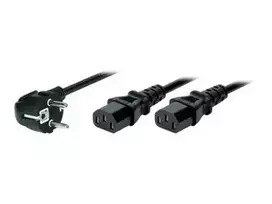 TECLINE Y maitinimo splitterio kabelis, kampuotas Schuko kištukas į 2x IEC C13 lizdus, 1,8 m, juodas 808410