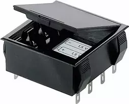 Bopla baterijų laikiklis 4 AA (Mignon) elementams su 9V bloko litavimo jungtimi, 65 x 65 x 21,5 mm, juodas 46600000