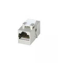SYNERGY21 S216317V4 Cat6A ekranuotas RJ45 Keystone sujungimo modulis, moteriškas-moteriškas, slimline trumpas, metalinis korpusas