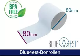 ARTDEV Blue4est® ekologiškas termo popieriaus ritinys 80mm x 80m, 12mm šerdis, mėlynas, 52g, 35 metų archyvavimas, be BPA ADT808012-BT-BLUE4EST-55