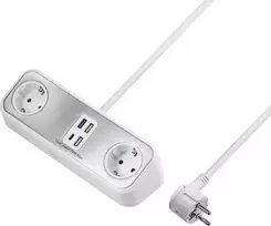 Sygonix SY-4538256 2 vietų Schuko elektros ilgintuvas, baltas, 1,5 m laidas