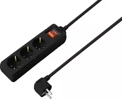 Sygonix SY-4890984 6 vietų Schuko elektros skirstytuvas su apšviestu jungikliu, 1,5 m kabeliu, juodas