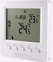 Sygonix belaidis įleidžiamas patalpų termostatas su savaitine programa, 5-35°C, 868 MHz, 16A relė, baltas (SY-4500820)