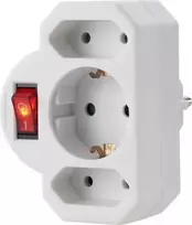 Sygonix SY-4673744 3 lizdų Schuko prailgintuvas su apšviestu jungikliu - baltas