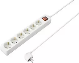 Sygonix SY-4891008 elektros ilgintuvas su jungikliu, 3 lizdai, 1,5 m kabelis, baltas