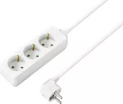 Sygonix SY-4890982 3 lizdų elektros ilgintuvas su jungikliu, 1,5 m kabeliu, baltas