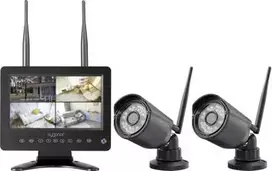 Sygonix belaidis vaizdo stebėjimo kamerų rinkinys su 2 kameromis, 1280 x 720 pikselių, 2,4 GHz, 7 colių monitoriumi, IP66, naktinio matymo funkcija, dvipusiu ryšiu, microSD iki 128GB SY-6330454