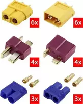 Reely RE-6699867 XT60 į T-Plug ir EC3 auksu padengtas Y-splitter adapterio kabelis