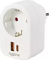 Sygonix SY-6713236 elektros lizdo adapteris su 2 USB prievadais, Type F, 3680 W, baltas