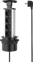 SYGONIX SY-4737792 stalinis prailgintuvas su 8 Schuko lizdais ir 2 USB prievadais, juodas/sidabrinis