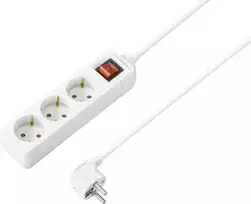 Sygonix SY-4890986 6 vietų maitinimo juosta su apšviestu jungikliu, 1,5 m kabeliu, balta