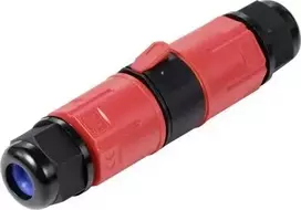 Sygonix SY-6748350 apsaugotas nuo oro sąlygų 3 polių kabelio jungtis su kištukiniais gnybtais, IP68, 450 V, 24 A, juoda