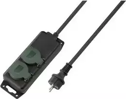 SYGONIX SY-5145338 elektros ilgintuvas su 6 Schuko lizdais, 1,5 m kabeliu, juodas/žalias