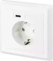 SYGONIX SY-5238674 Įleidžiama sieninė rozetė su 2 USB-A prievadais, Schuko, balta