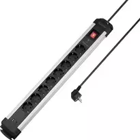 Sygonix SY-6807134 8 vietų apsaugos nuo viršįtampių elektros skirstytuvas, juodas/sidabrinis, 1,5 m laidas