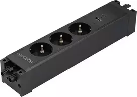 Sygonix SY-6872236 3 vietų įleidžiamas rozetės modulis be jungiklio, juodas