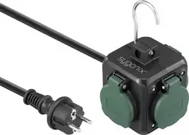 Sygonix SY-6903362 elektros prailgintuvas kubas su 4 kištukiniais lizdais ir 2 USB prievadais, juodas/žalias