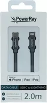 PowerRay USB-C į Lightning MFi pintas kabelis 2m, pilkas PR-DCCL200TGY