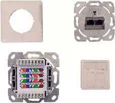 IT-BUDGET Cat.6A ekranuota įleidžiama tinklo rozetė, 2 x RJ45, grynai balta, PoE+ 90ITBDDRW