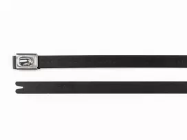 HellermannTyton 111-00294MBT8HFC-SS316/SP-BK nerūdijančio plieno kabelių raištis, 201 mm x 7,9 mm, juodas, rutulinė spyna, UV stabilizuotas